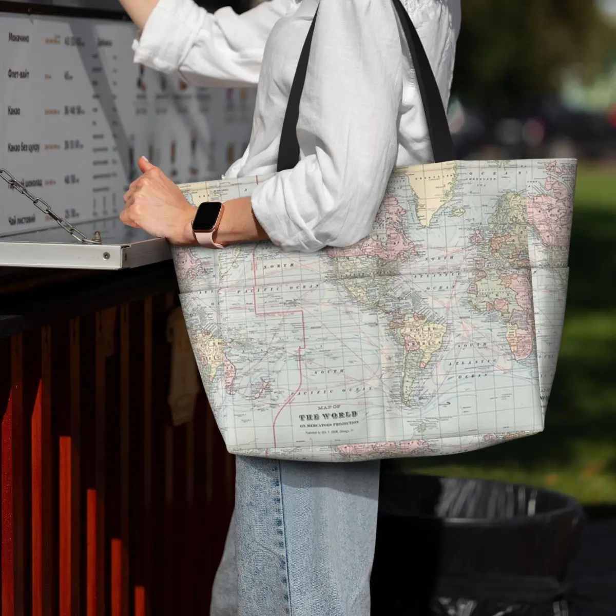 Bolso de mano vintage con mapa - Yoga Fitness World reseña y precio