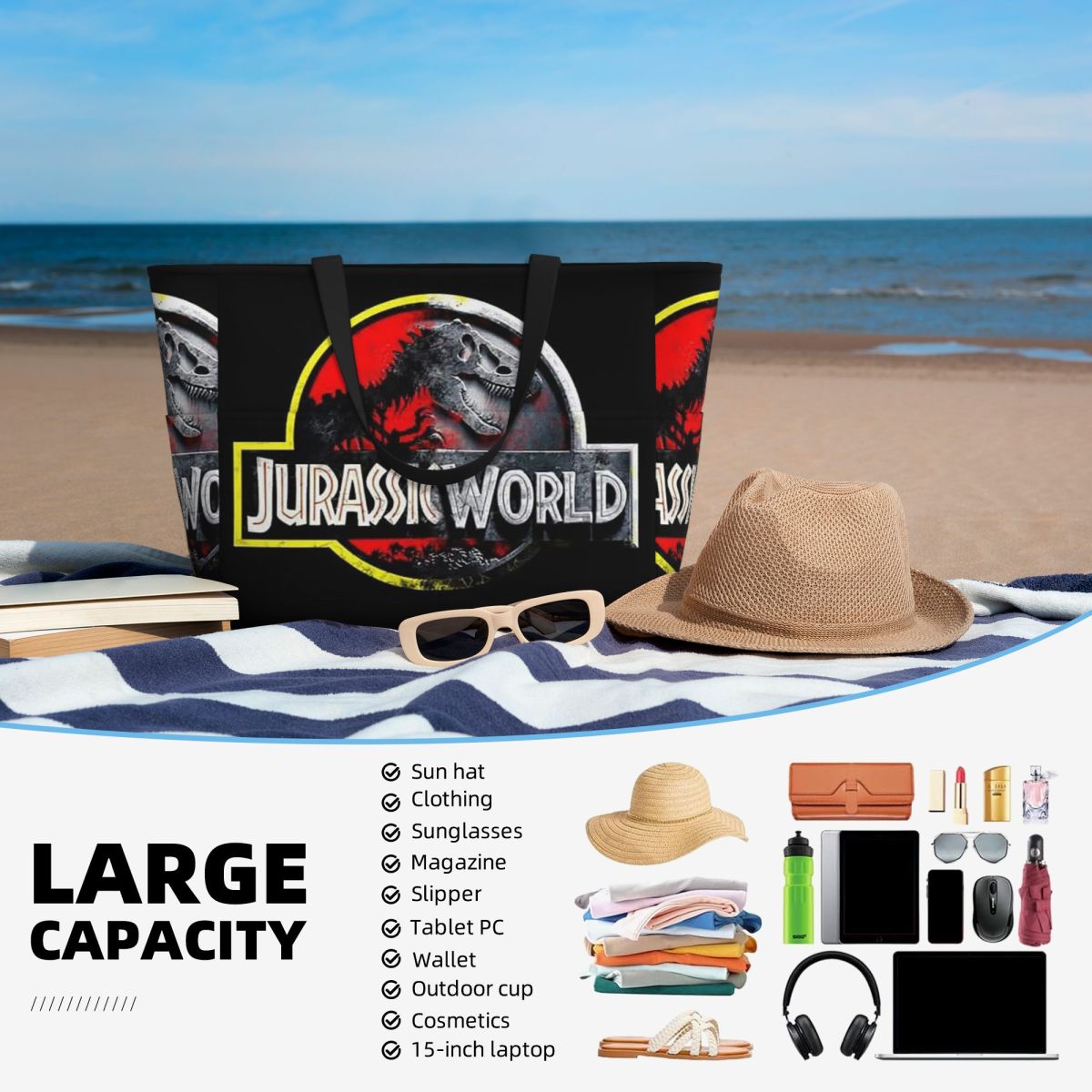 Bolso de playa Jurassic World, - Yoga Fitness World reseña y precio